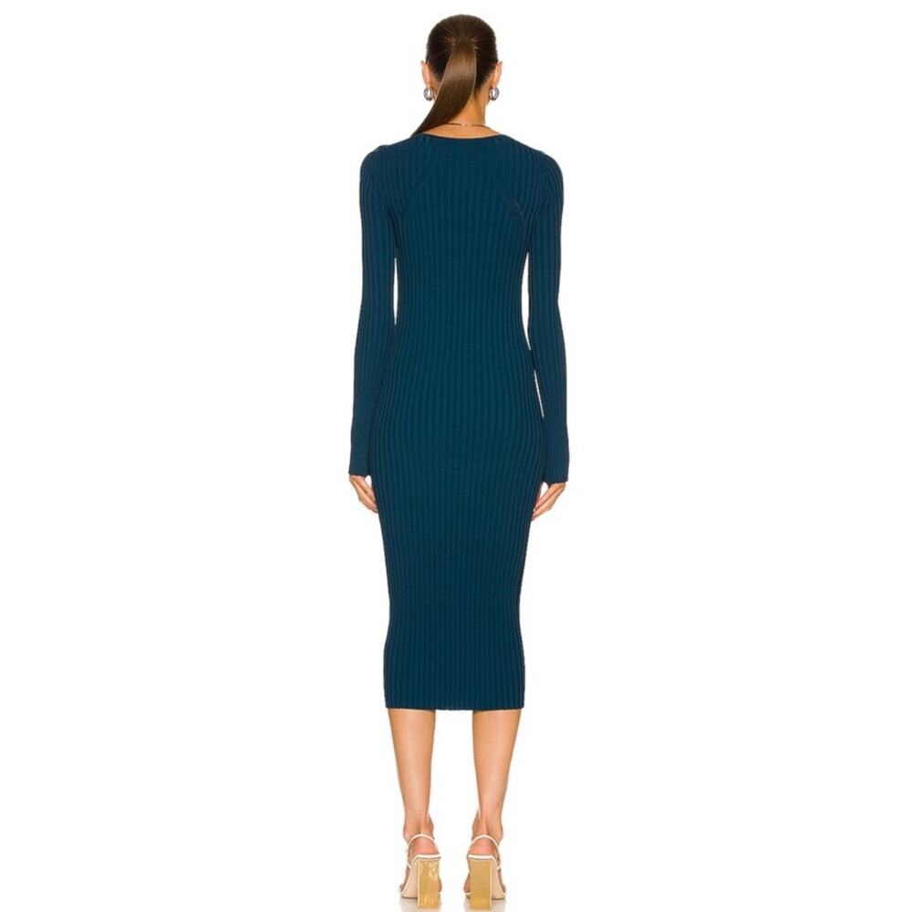 Helmut Lang Ribbed Bra Neptune Long Sleeves Midi Dress Women’s Medium - Picture 3 of 12